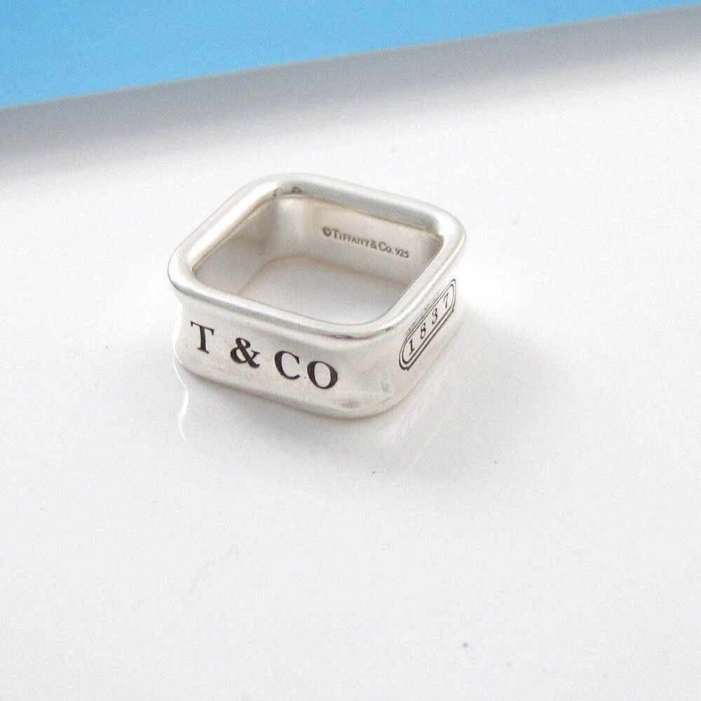 Like New Authentic Tiffany & Co. Sterling Silver 1837 Square Ring - Size 4